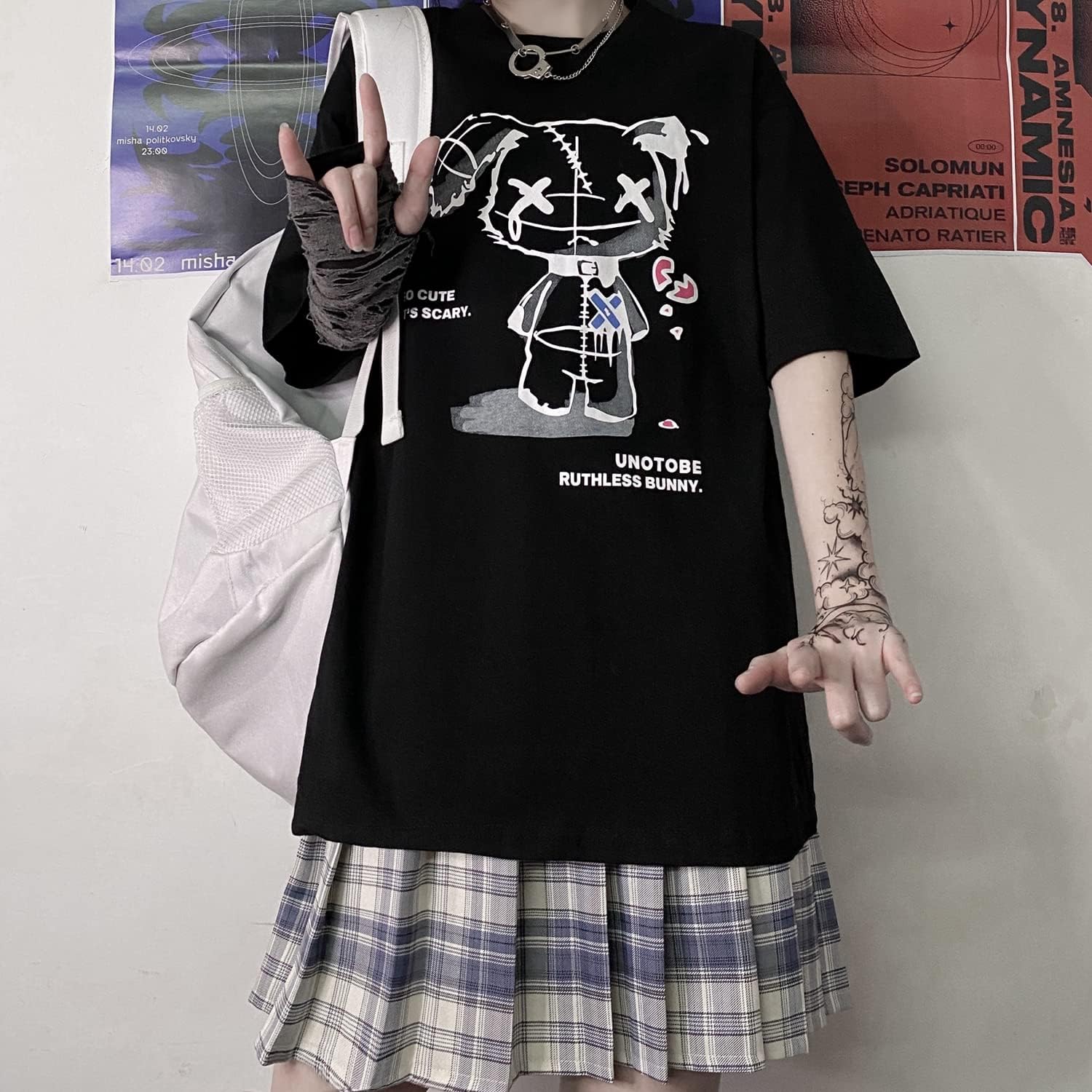 Women Grunge Gothic Bear Tops Print Harajuku Korean Clothes - Image 3