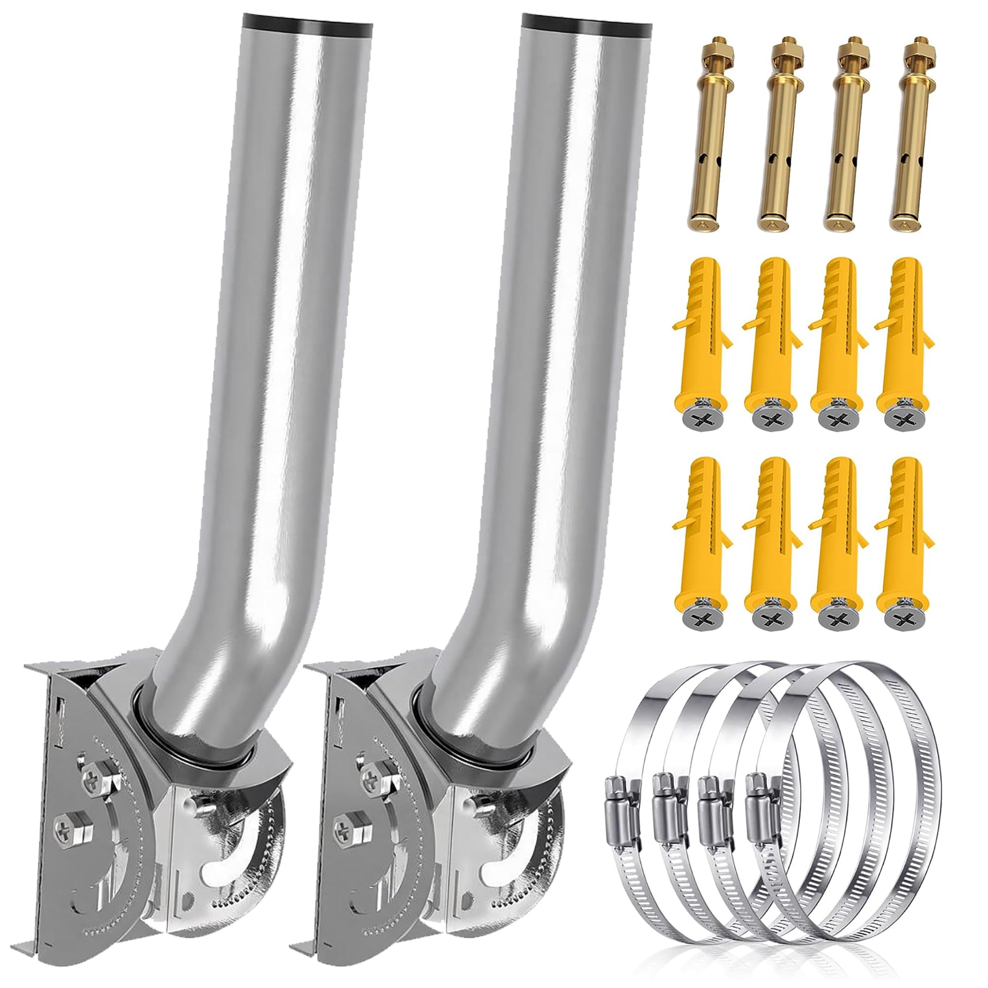 430 Stainless Steel Wireless Bridge Mount, 2-Pack 11 in Dual Screw Locking J Pole Mounting Bracket for Wall or Pole, 160° Angle Adjustable, 1.38 in OD, for AP Access Point CPE Extender Repeater