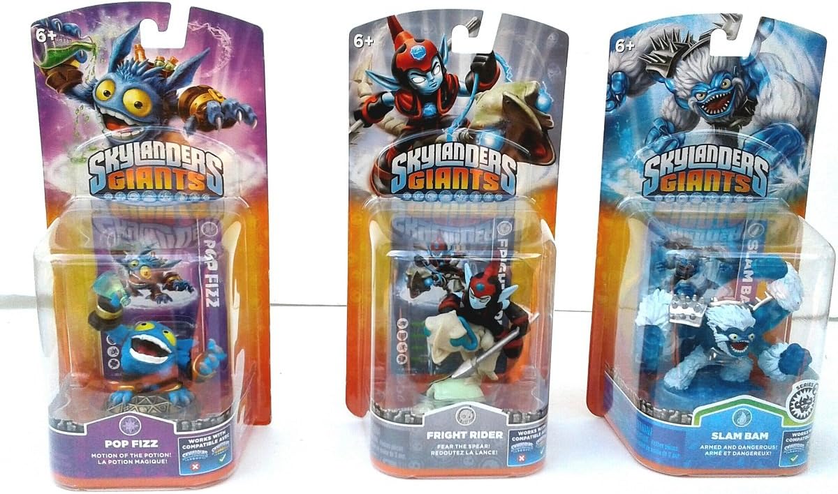 Skylanders Giants: Three (3) Figures Pack ● Series 2 : Pop-Fizz + Fright Rider + Slam Bam