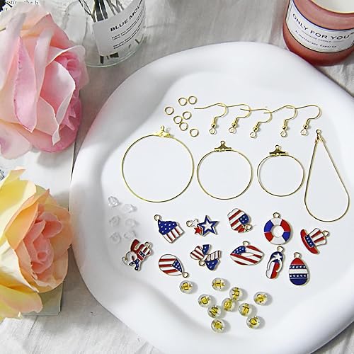 Miniatura 8 de XKCWXY Kit de 483 piezas de fabricación de aretes con cuentas de aro, accesorios para encontrar componentes, ganchos para aretes, anillos de salto,