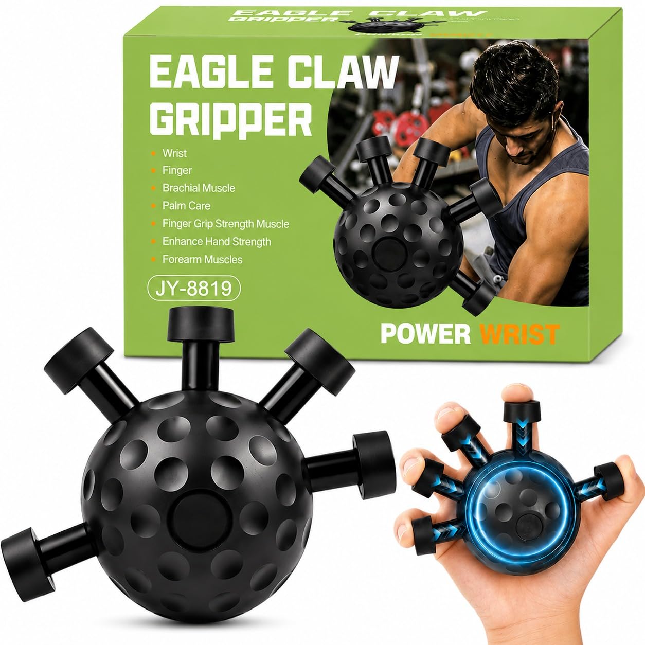 Eagle Claw Hand Grip Strengthener Ball – 20-45KG Resistance, Ergonomic Finger Exerciser for Athletes, Climbers, Musicians, Stress Relief, Therapy & Grip Training..1 Psc (Multicolor)-image-26