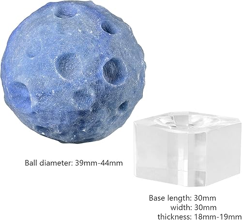 Miniatura 2 de mookaitedecor Adorno de bola de cristal de aventurina azul (1.575 pulgadas) con soporte acrílico, superficie planeta irregular para decoración del