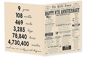 9 Year Anniversary Card for Husband & Wife - Unique Anniversary Gifts