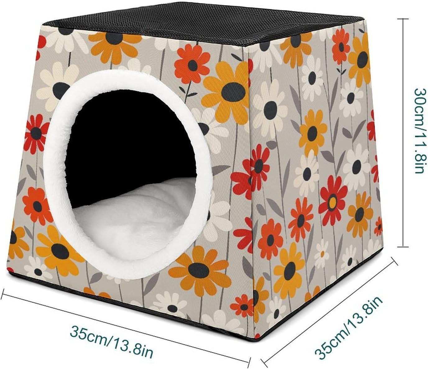 Pet Sleeping Nest Bed, Retro Flower Design Printed Dog House Cat Nest, Winter Pet House are Suitable for Most Cats, Dogs, and Other Small Pets