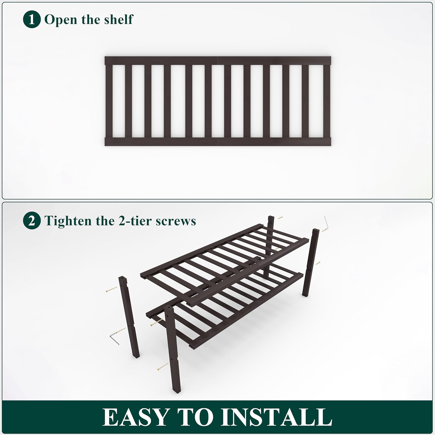 Smiry Shoe Rack, 2 Tier Bamboo Shoe Organizer, Stackable Free Standing Wooden Shoe Storage Shelf for Closet, Entryway, Front Door Entrance, Brown