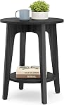 VASAGLE MAEZO Collection - Table latérale, 2-Tier Table ronde, Table de chevet avec jambes tachées, Transitions courbes, pour les petits espaces, Salon, Chambre à coucher, Noyer rustique ULET283T41
