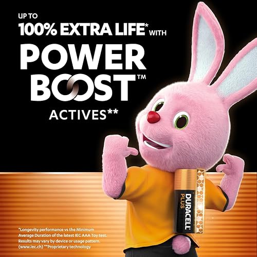 DURACELL Plus AAA Batteries (24 Pack) – Alkaline Batteries 1.5V – Up to 100% Extra Life with POWER BOOST Actives– Reliability For Everyday Devices – 0% Plastic Packaging – 10-Year Storage-MN2400 - 2