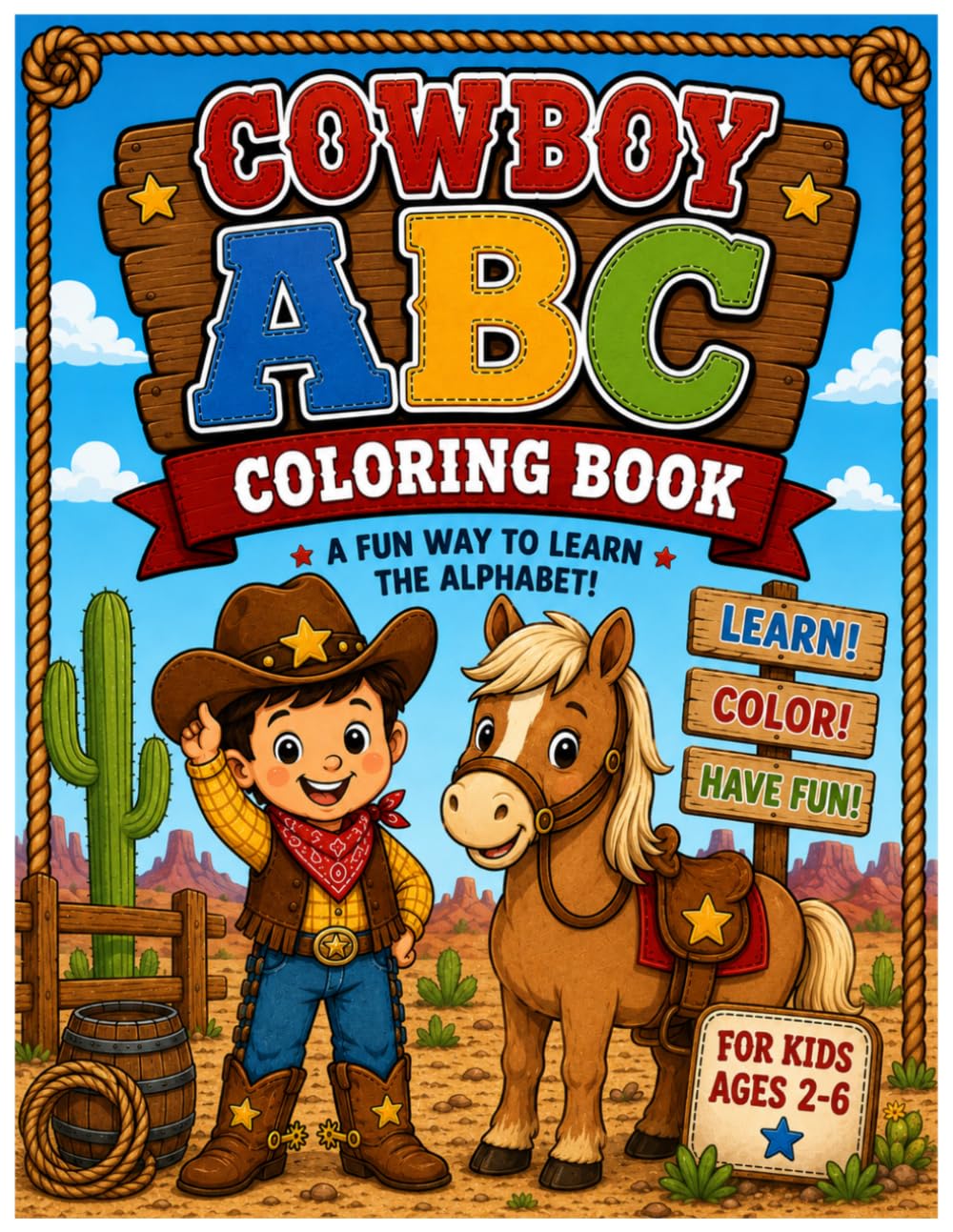 Cowboy ABC Coloring Book: A Fun Western ABC Coloring Adventure for Kids Ages 2-6