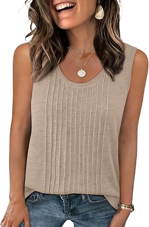 UNCLECAT Womens Scoop Neck Tank Tops Casual Sleeveless Shirts