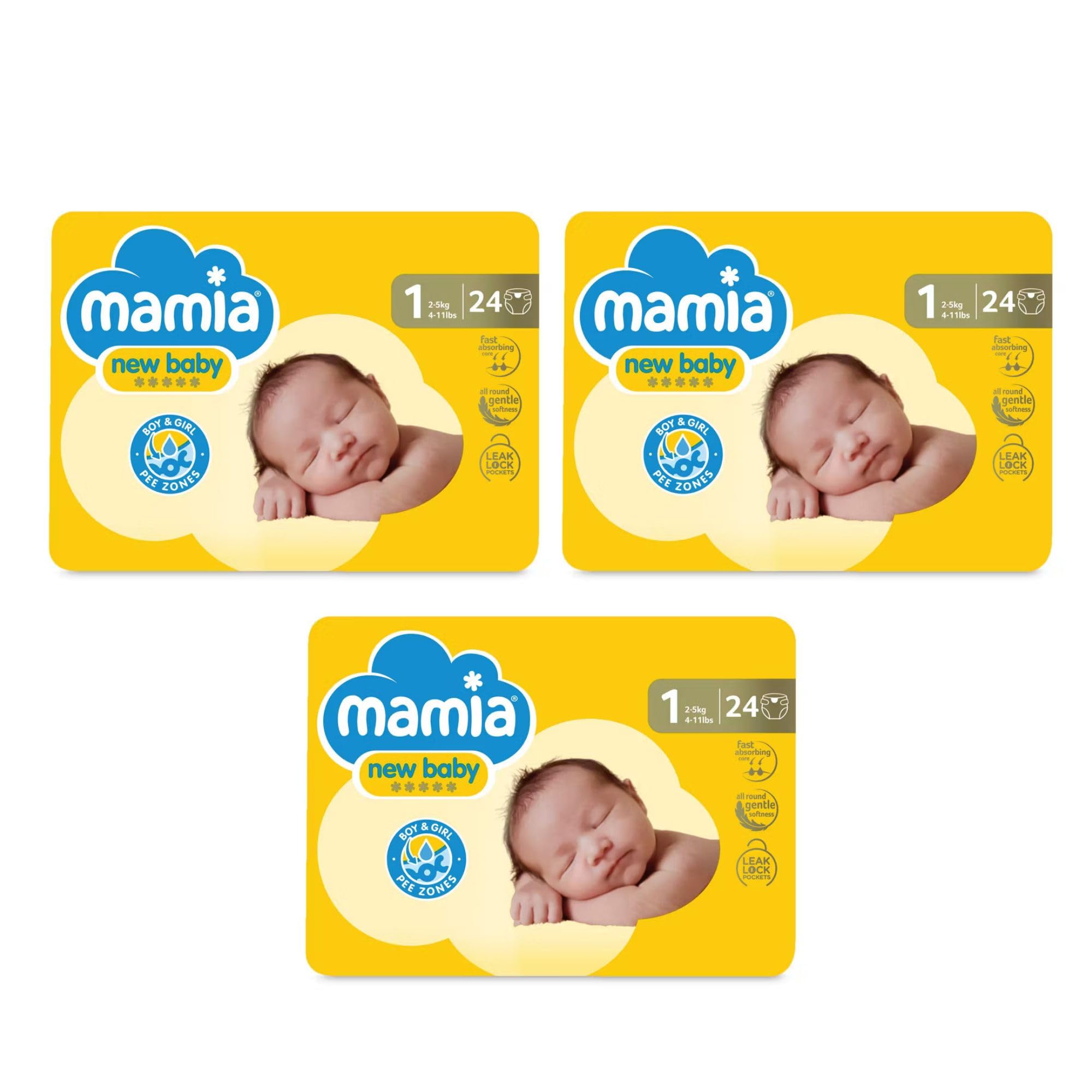 Mamia Size 1 Nappies Newborn 24 Pack (3)