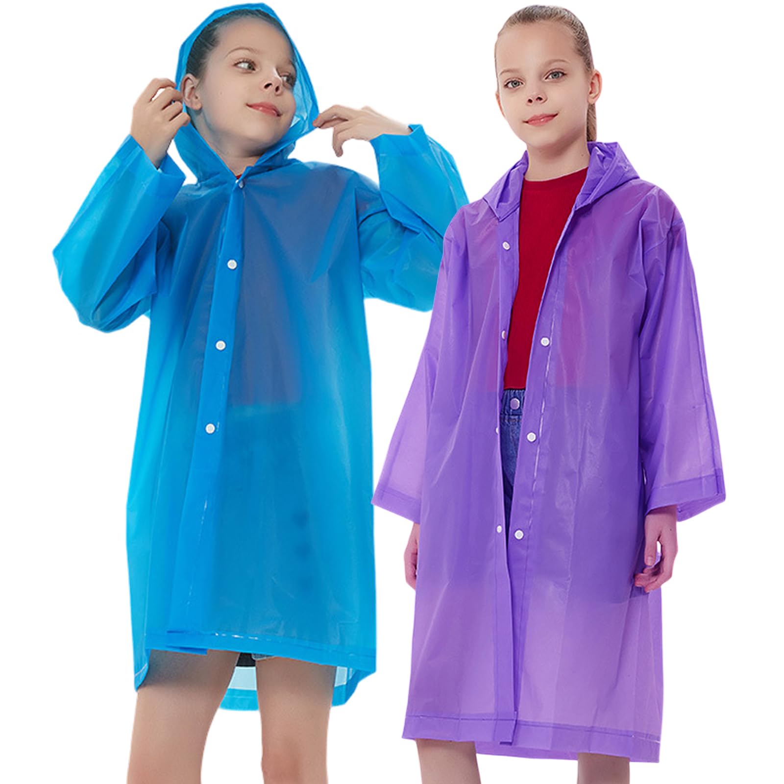 Rain Ponchos Raincoats for Kids, Reusable Boys Girls Rain Jackets Emergency with Hood for Family Disney Travel Outdoor