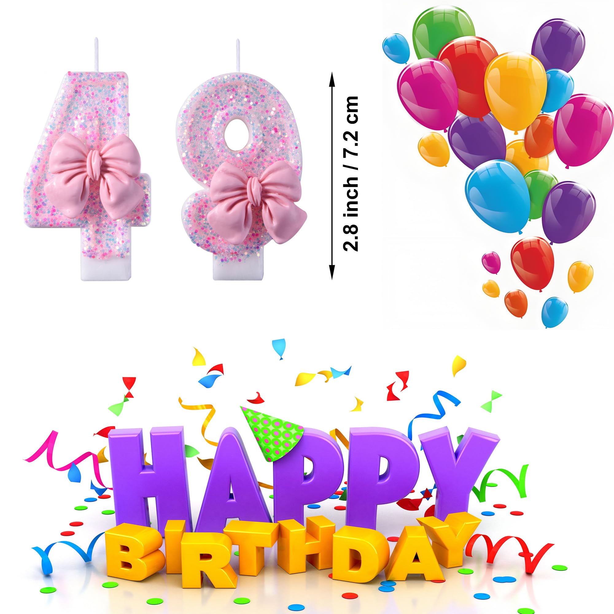 Amazon.co.jp: VSHILI 49歳 94歳の誕生日キャンドル、ピンク 94 49歳の