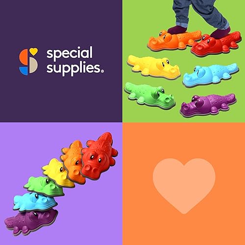 Vista 44 de Special Supplies Stepping Stones for Kids - Set of 6 Balance Blocks - Indoor/Outdoor Play - Child Safe Rubber, Non-Slip Edging - Promotes