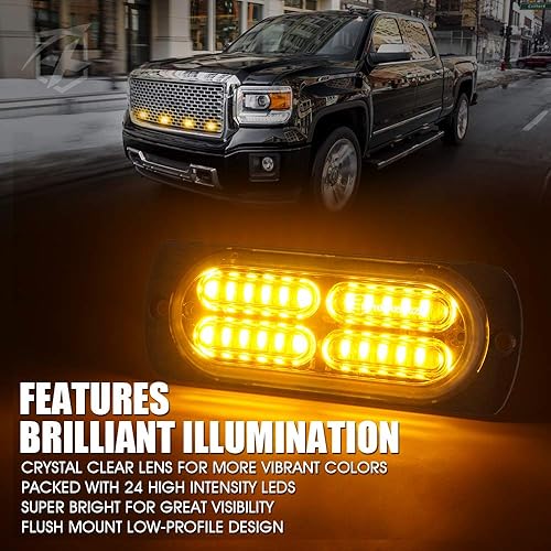 Miniatura 9 de Xprite Kit de 24 luces LED de policía estroboscópicas de montaje en superficie azul, advertencia de seguridad de emergencia, rejilla intermitente,