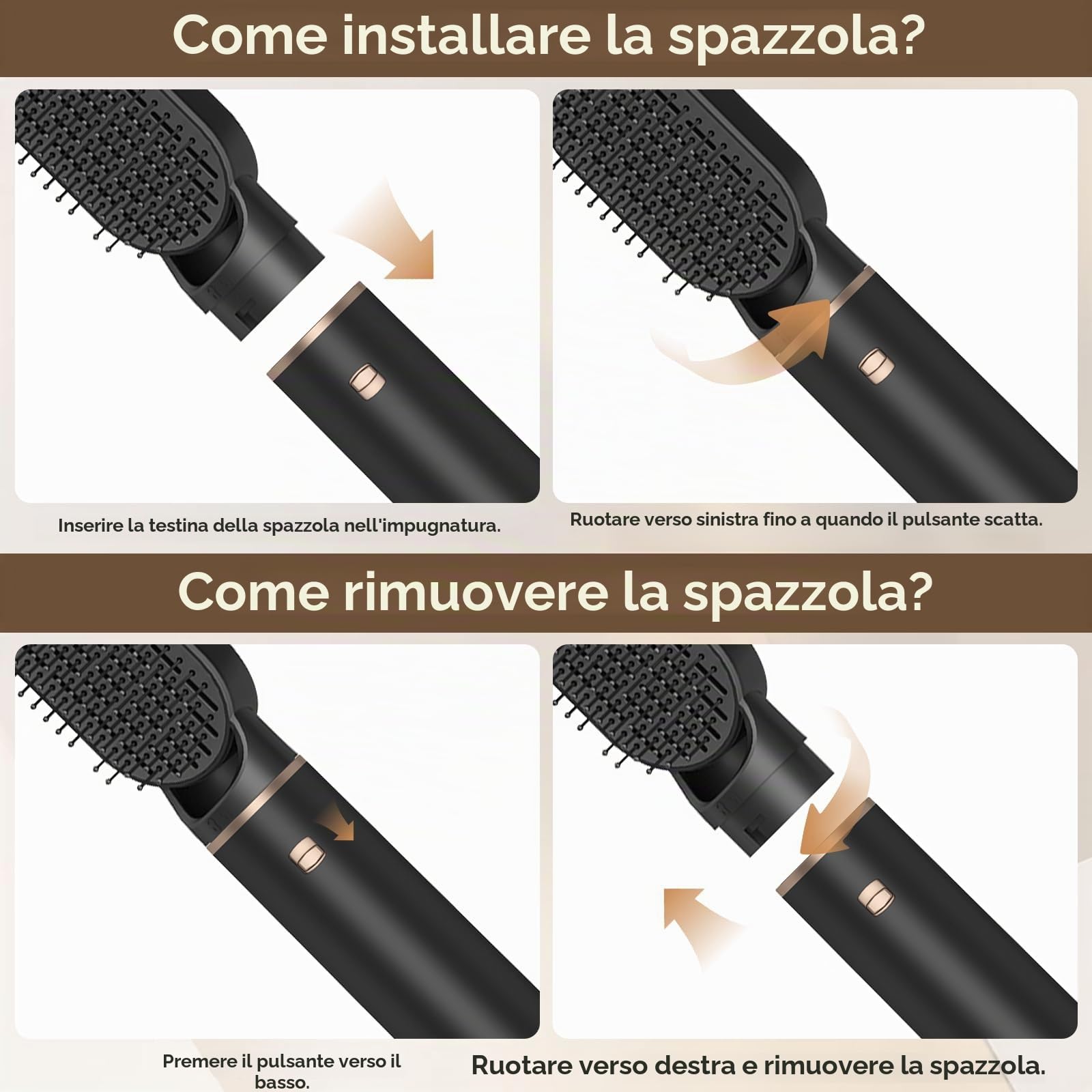 Spazzola Asciugacapelli Multifunzione, Air Styler 5 in 1, Ferro Arricciacapelli Ioni Negativi, Piastra con 5 Accessori, 3 Temperature, Spazzola ad Aria Calda per Asciugatura Raddrizzamento
