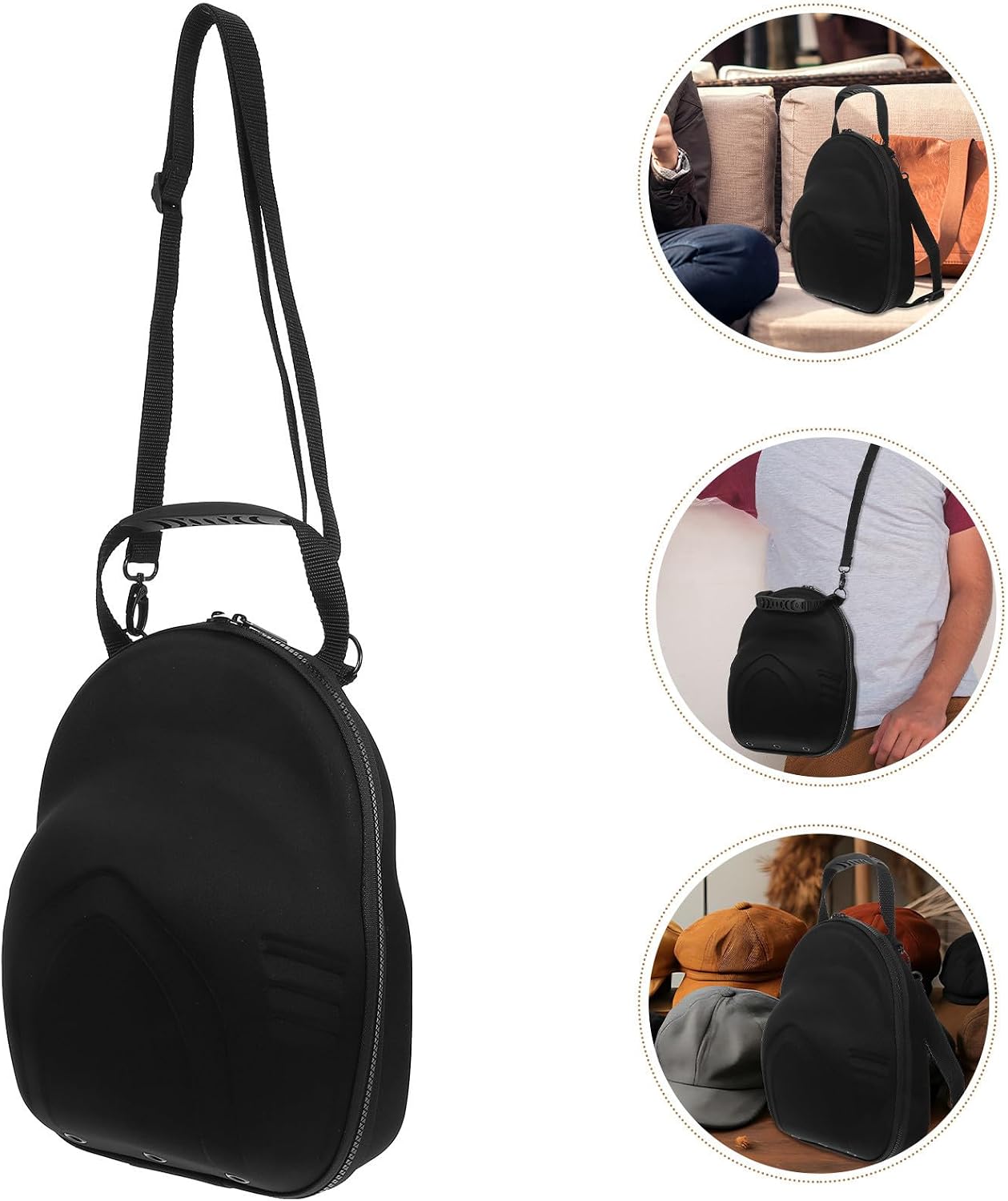 Baseball Cap Box Travel Organizer with Shoulder Strap Eva Black