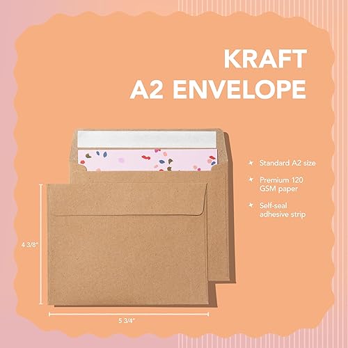 Miniatura 2 de Pack It Chic - Sobres de papel kraft A2 de 4 38 pulgadas x 5 34 pulgadas (250 unidades) sobres autoadhesivos para invitaciones, tarjetas, fotos,