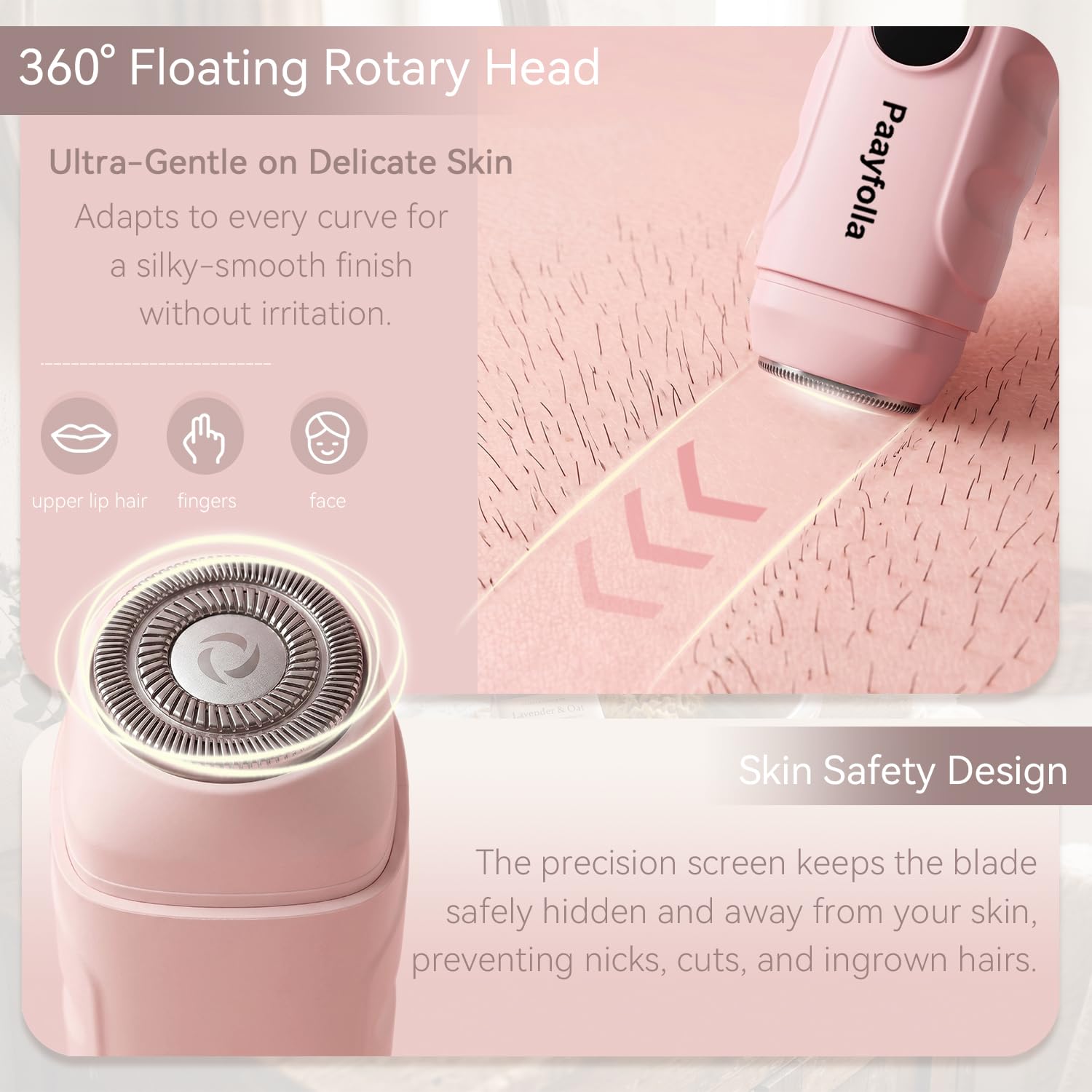 Rasoio per bikini da donna, 2 in 1, senza fili, elettrico, impermeabile, ricaricabile, rasoio portatile per viso, gambe (rosa-1)
