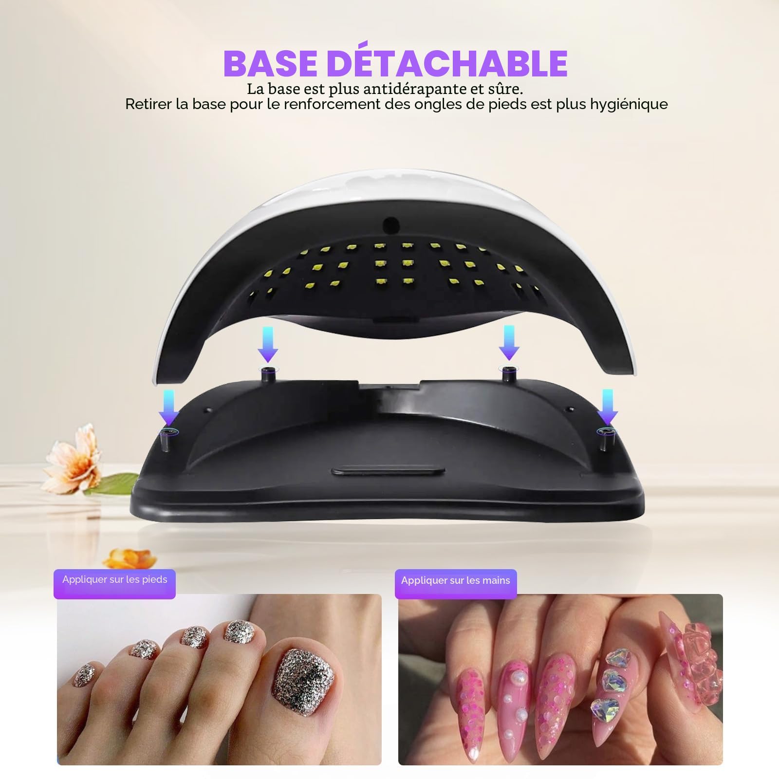 Lampe à ongles LED UV 320 W Séchoir à ongles gel avec 72 perles de lampe, écran tactile, 4 minuteries et capteur automatique, idéal pour salon de beauté, sèche-ongles pour