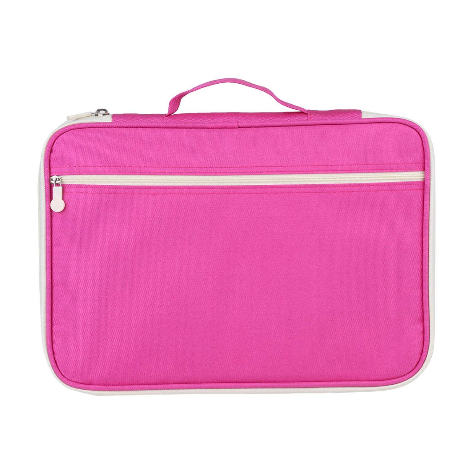Multi-Functional A4 Document Bags, Waterproof Travel Pouch Zippered Case, Portfolio Organizer for Pens, Documents (Pink)