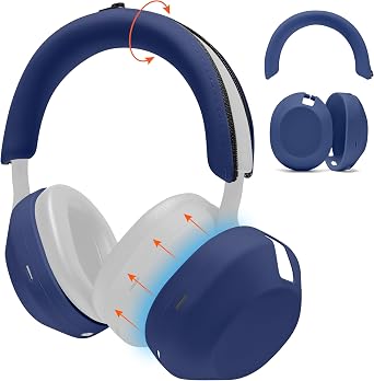 WC ShellZ XM5 - Protective Headphone Exterior Shell & Headband Covers for Sony WH1000XM5 Made by Wicked Cushions | Made with Premium Silicone | Blue