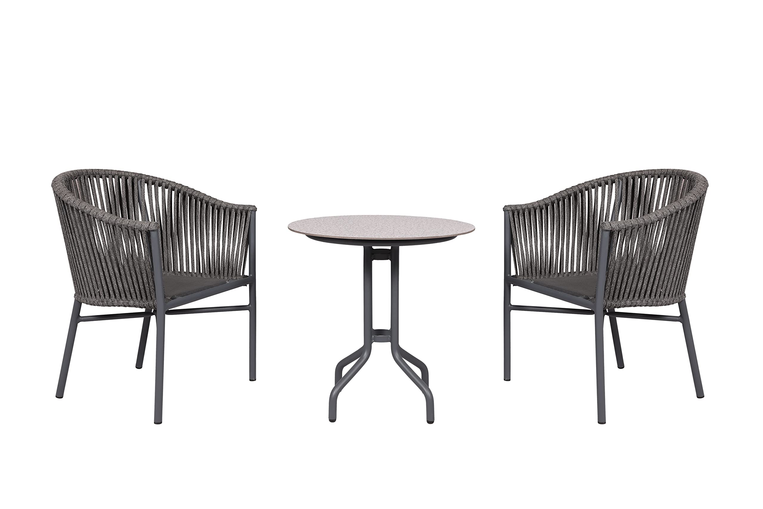 Loom Crafts Montana Outdoor Set of 2 Armchairs & 1 Tea/Coffee Table for Balconies, Patios, Gardens, Decks, Terrace Made of Aluminum and Synthetic Braid with 2 Years Warranty (Dark Grey)-image-41