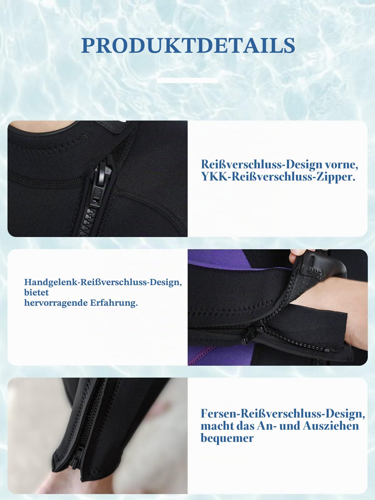 3mm Neoprenanzug Neopren Tauchanzüge Ganzkörper-Tauchanzüge, Frontreißverschluss Langarm Stretch Tauchhaut zum Schwimmen Schnorcheln Tauchen Surfen Wassersport