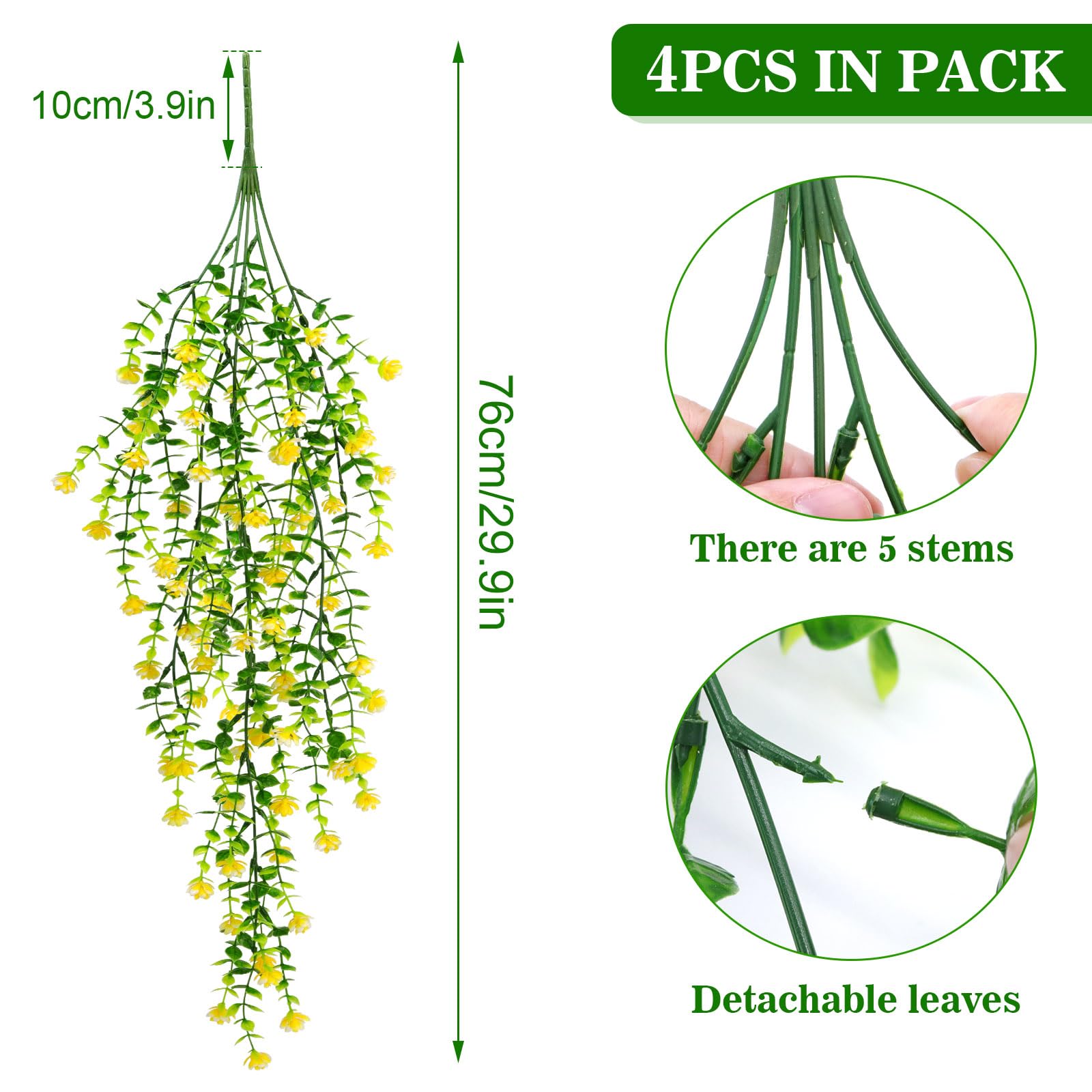 Yueshop 4PCS Artificial Hanging Flowers - Image 2