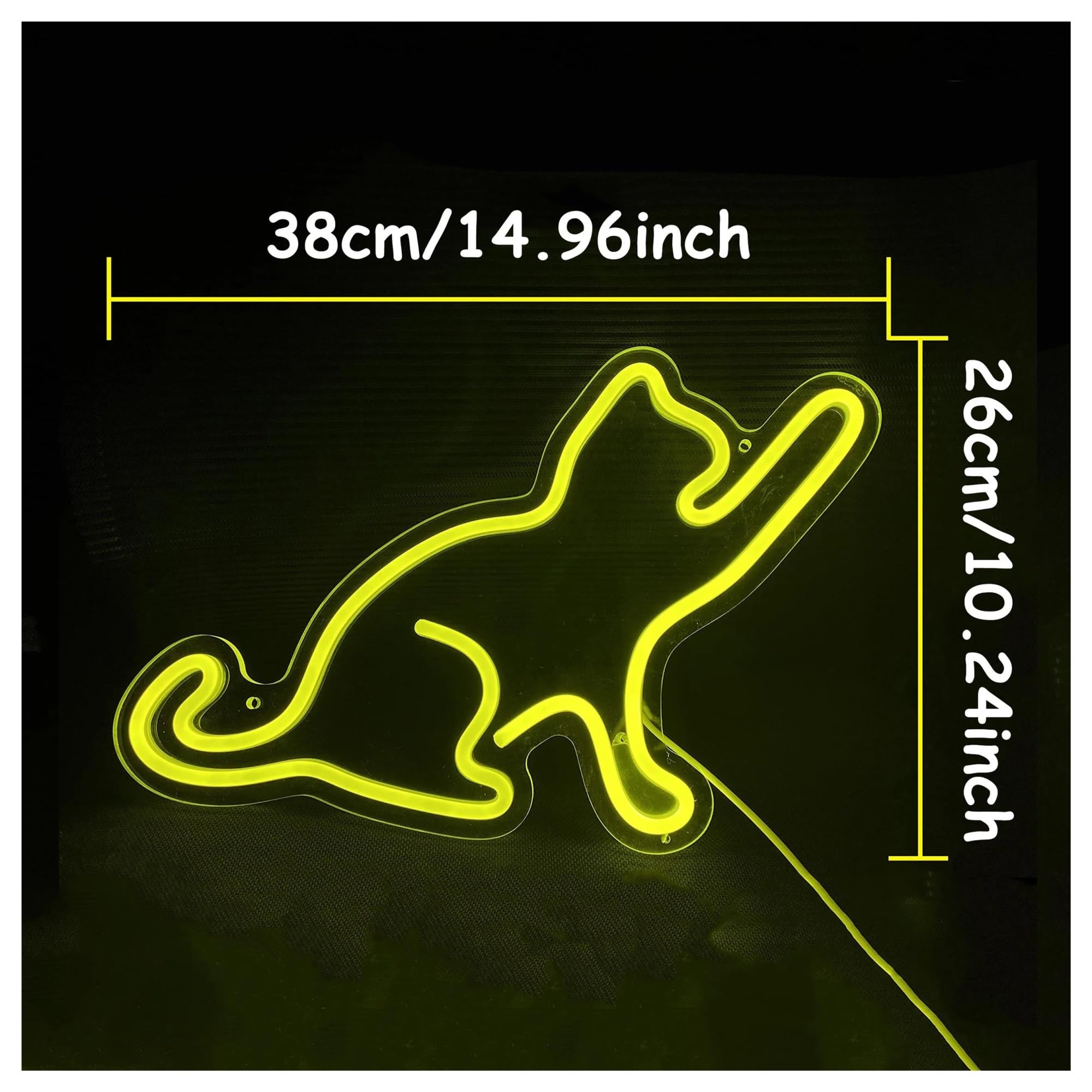 néon signe Néon Chat, Alimenté Par USB, Intensité Variable, Fat Cat Cafe, Salle De Jeux, Décoration Murale De Fête 38x26cm