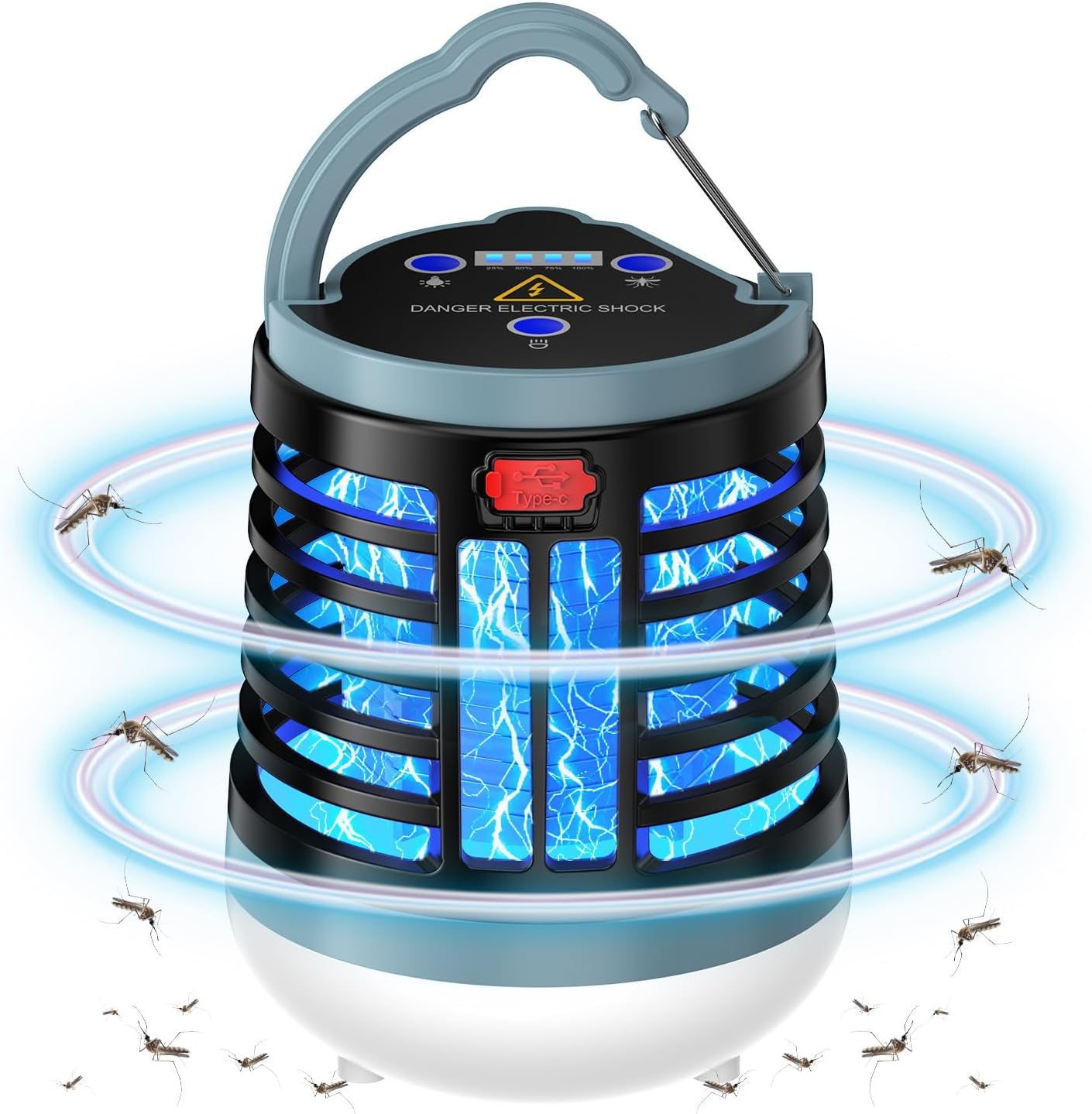 Dttra Electric Insect Killer, Electric Insect Killer, USB Charging, Insect Trap, Small Size, Fly Trap, Insect Repellent, Insect Repellent, UV Light Source Attracting + Lighting, 360° Powerful Mosquito