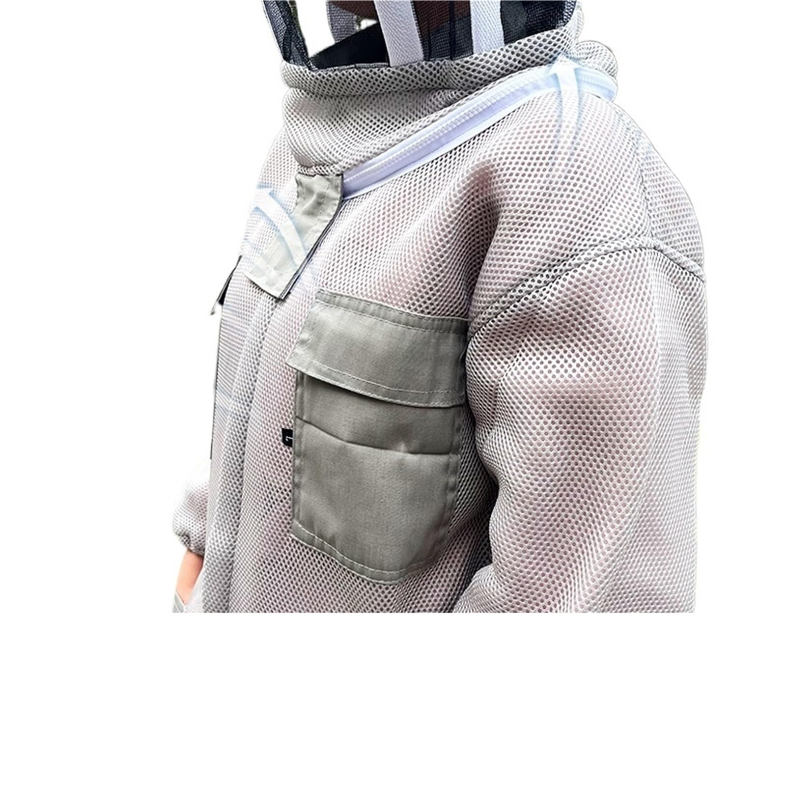 Tuta Apicoltore, Tuta anti-ape integrata in rete di cotone 3D Air, gilet for coltura, set completo anti-puntura e traspirante(White,XL)