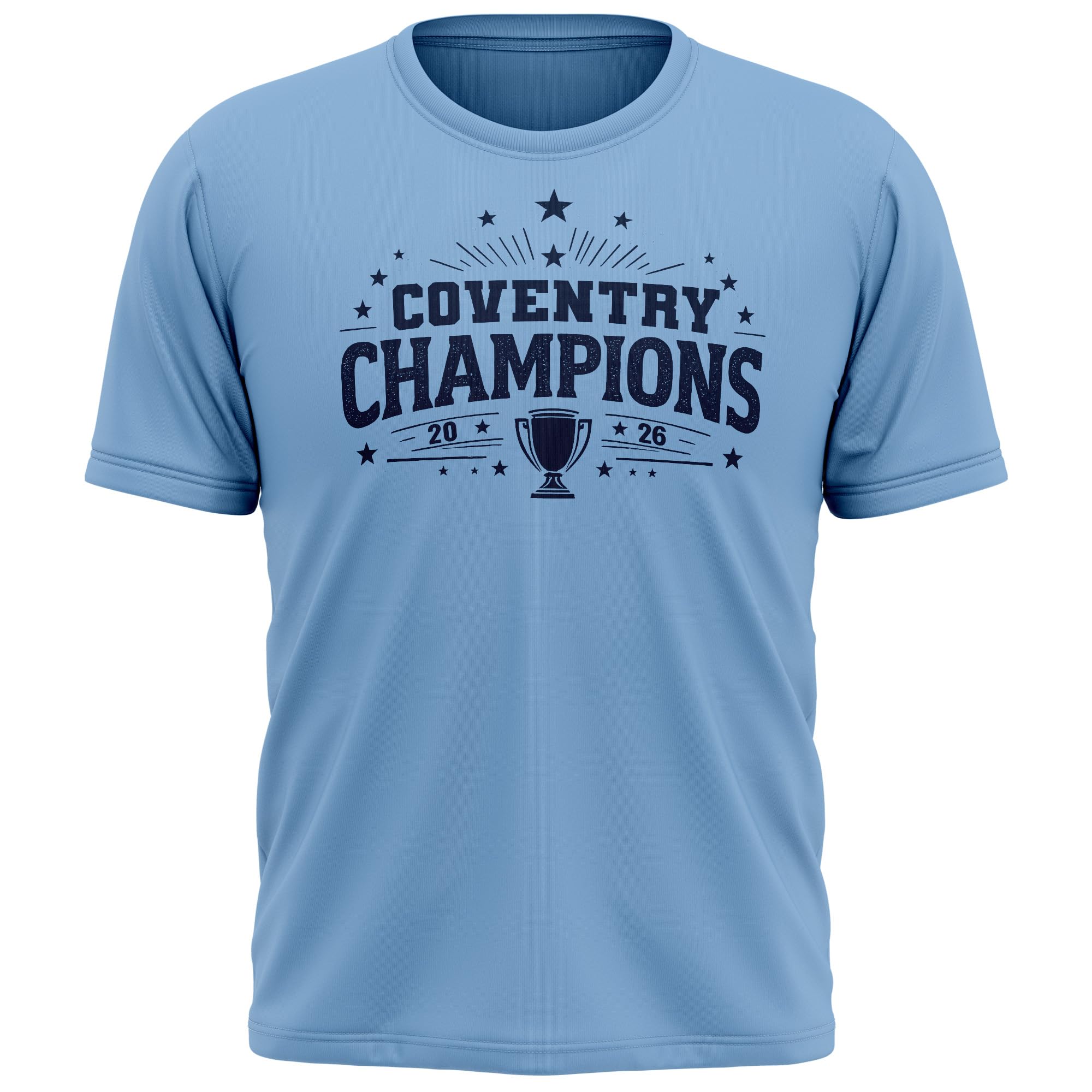 Coventry Kids Football T Shirt - Cov Champions 2026 Cup Design - Boys Girls Football Supporter City Fan Tee Top, 5-6 Years, Sky Blue