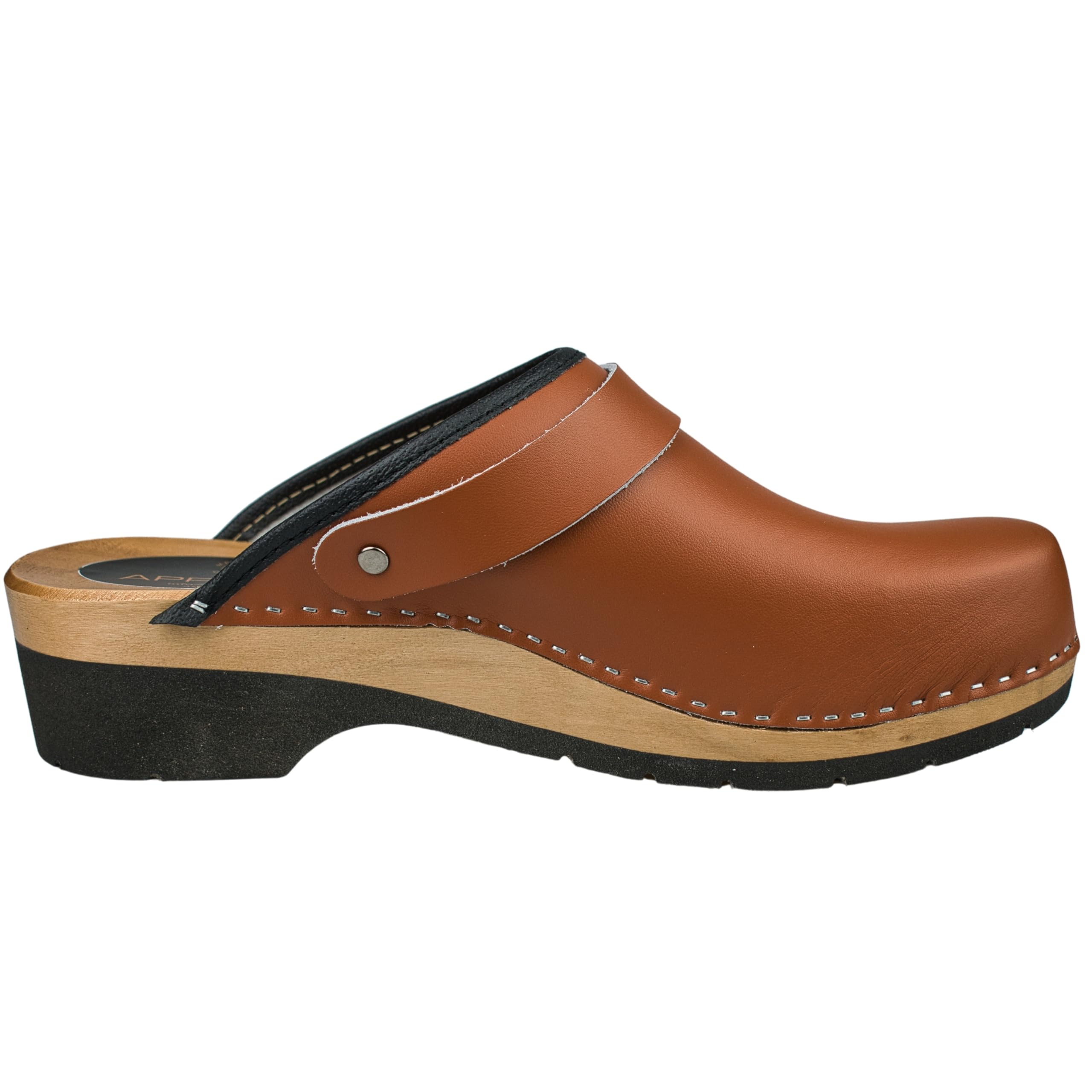 APREGGIO Zuecos de madera para hombre, zapatos de madera de piel, prácticos zuecos de jardín, ergonómicos para hombre