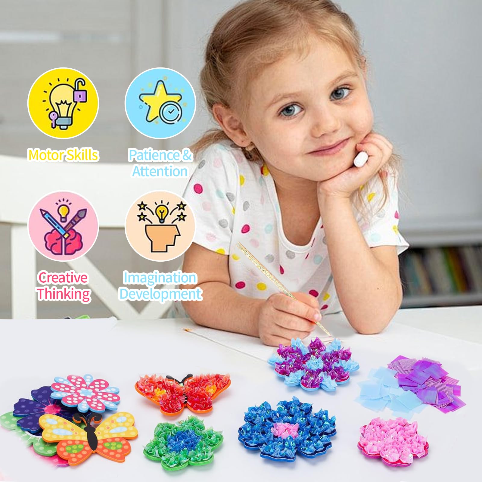 BEZHGOC Poke in Art Flower Arts and Craft Kits for Kids Gifts for 4 5 6 7 8 Year Old Girls - Image 2