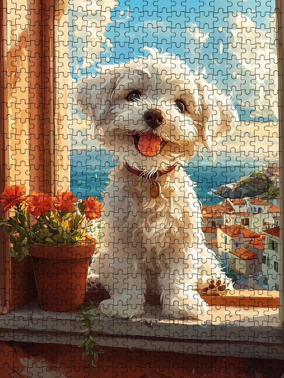 Puzzle dla dorosłych 4000, biały szczeniak, 4000 elementów, dla dorosłych, wymagające gry logiczne, klasyczne puzzle, niemożliwe do złożenia ręcznie robione dekoracyjne, zabawne zajęcia rodzinne