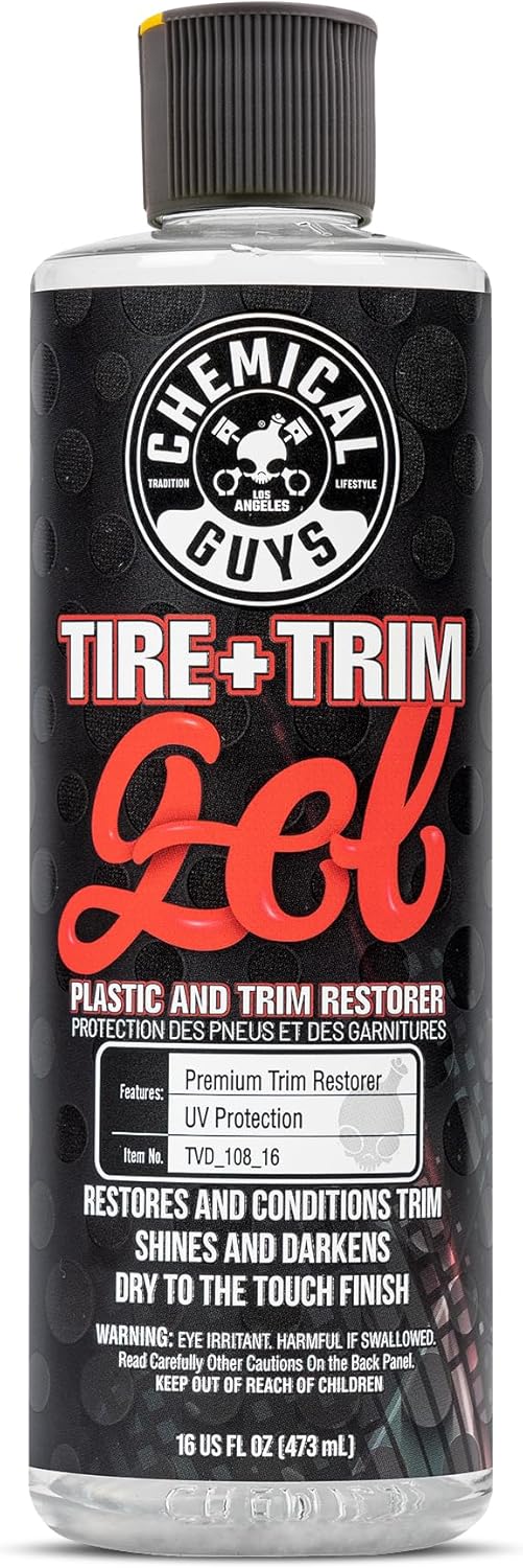 Chemical Guys Tire And Trim Gel For Plastic And Rubber, Restores Faded Tires, Trim, And Bumpers, Enhances Shine And Protection, Safe For Cars, Trucks, SUVs, Motorcycles, RVs & More, 16 Fl Oz