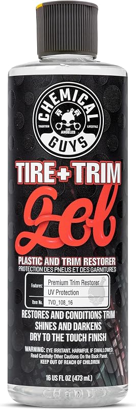 Chemical Guys, Tire & Trim Gel for Plastic & Rubber, Restores Shine, 16 oz | Thick gel restores faded tires, trim and bumpers with a deep shine and a protective layer, non-greasy