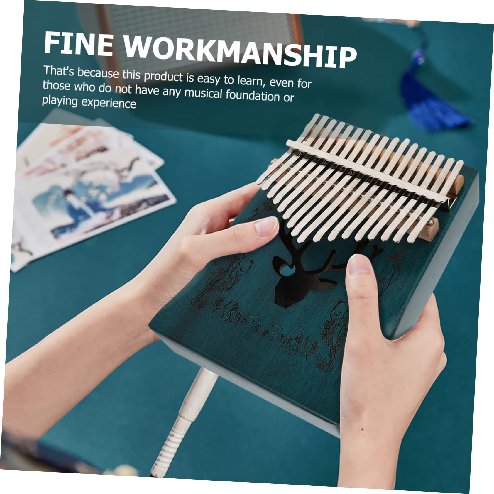 Beaupretty Pianoforte Dita Tasti in Legno Kalimba Portatile Motivo Cervo Decorativo per Casa Strumento Musicale per Principianti Ragazza e Adulti