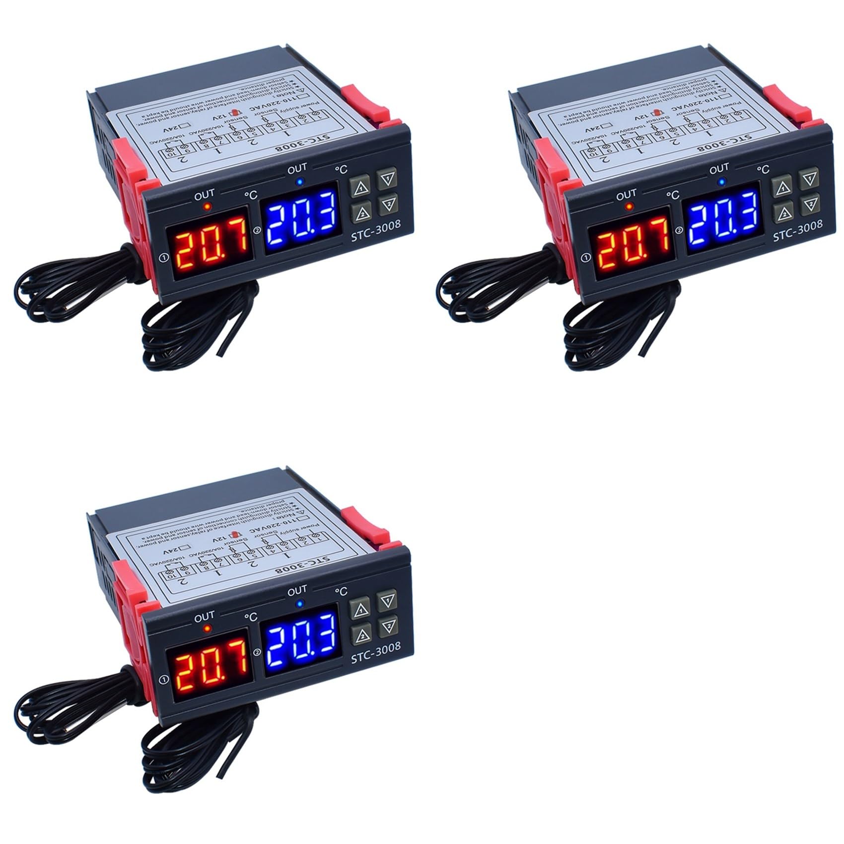 Thermostat double STC-3008 contrôleur de température numérique contre les surchauffes