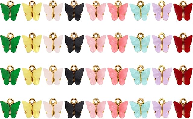 Gukasxi 36Pcs Butterfly Charms Pendant, Enamel Butterfly Pendants Necklace Bracelet Charms Jewellery Craft Decoration Accsessories for DIY Jewellery Making