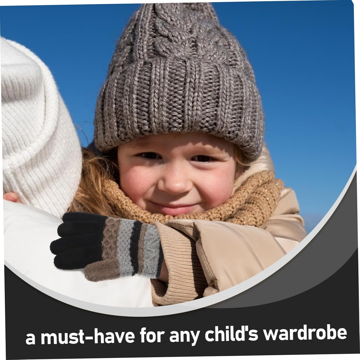 1pair Boy Girl Winter Gloves for Boys and Girls Comfortable Knitted Mittens Cute Stripes for Cold Weather Outdoor Activities Warm Boy Girl Gloves for Autumn and Winter