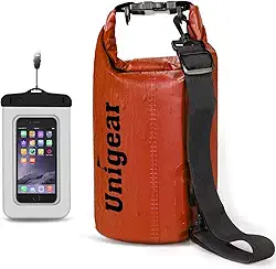 Unigear Bolsa seca à prova d'água, sacos flutuantes e leves para caiaque, barco, pesca, natação e acampamento com capa de telefone à prova d'água