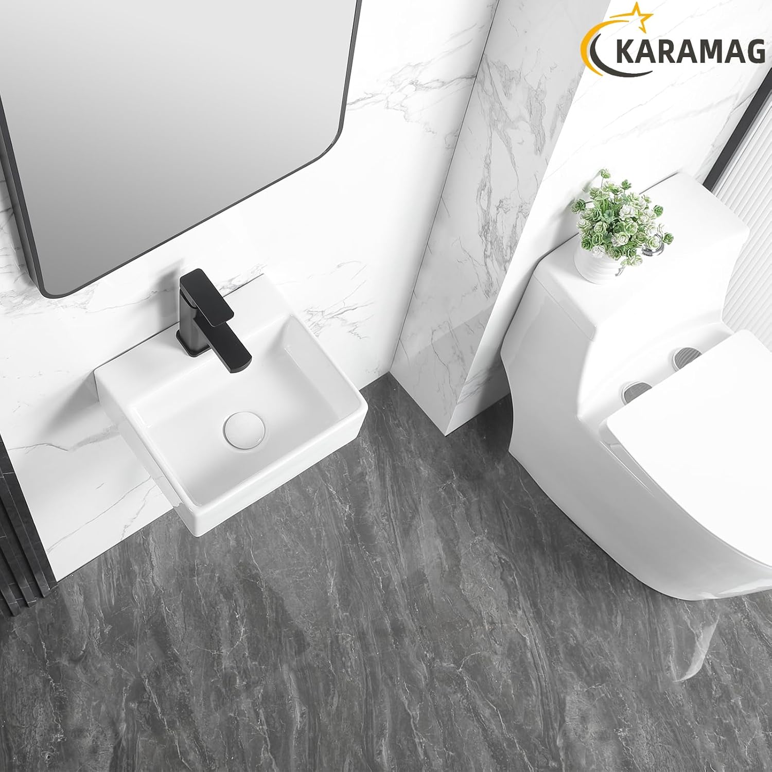 Small Vessel Sink 13"x11" Wall Mount Bathroom Sink Rectangular White Porcelain Ceramic Mini Floating Tiny Bathroom Wall Mounted RV Sink