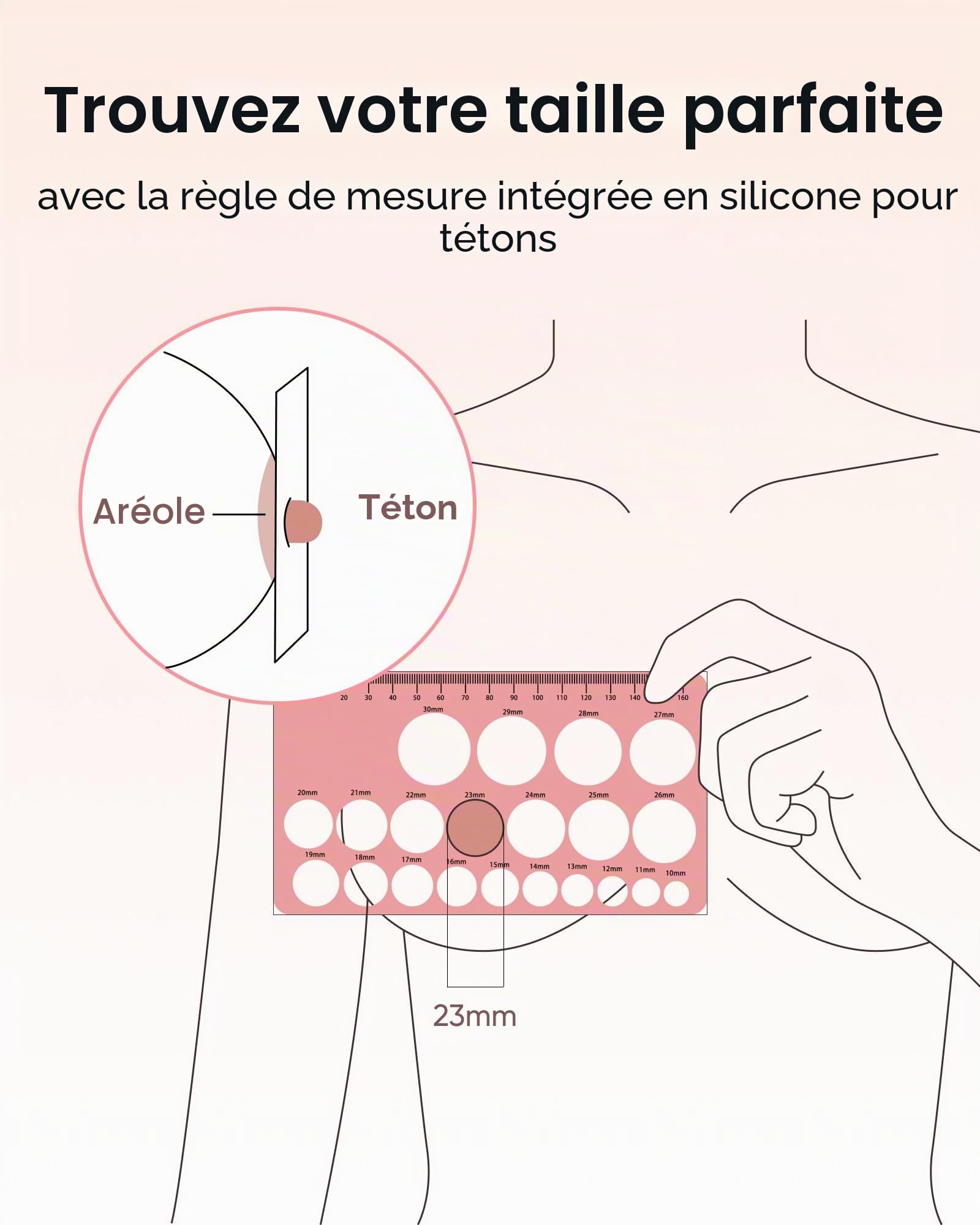Nuliie Lot de 10 inserts de bride 13/15/17/19/21mm pour bride 24mm bouclier de la plupart des pompes, sans BPA, compatibles avec Momcozy/KISSBOBO/Medela/Philips/Bellababy/Nuliie tire-laits
