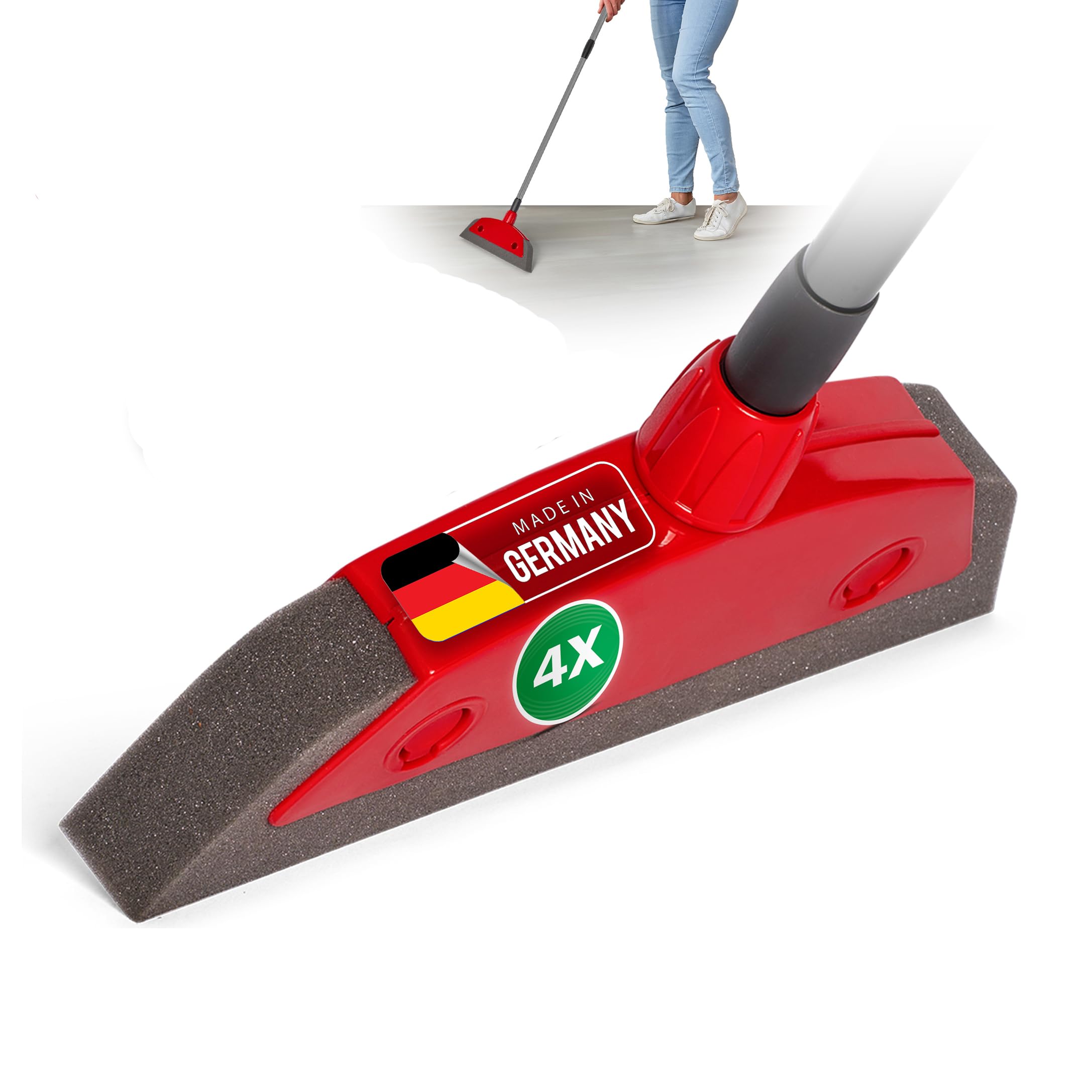 Novaliv 4 escobas de espuma con mango telescópico para coche y extractor, escobas de peluquería, escobas de goma, para perros, parqué, escobas para interiores, alfombras, suelos, escobas para el