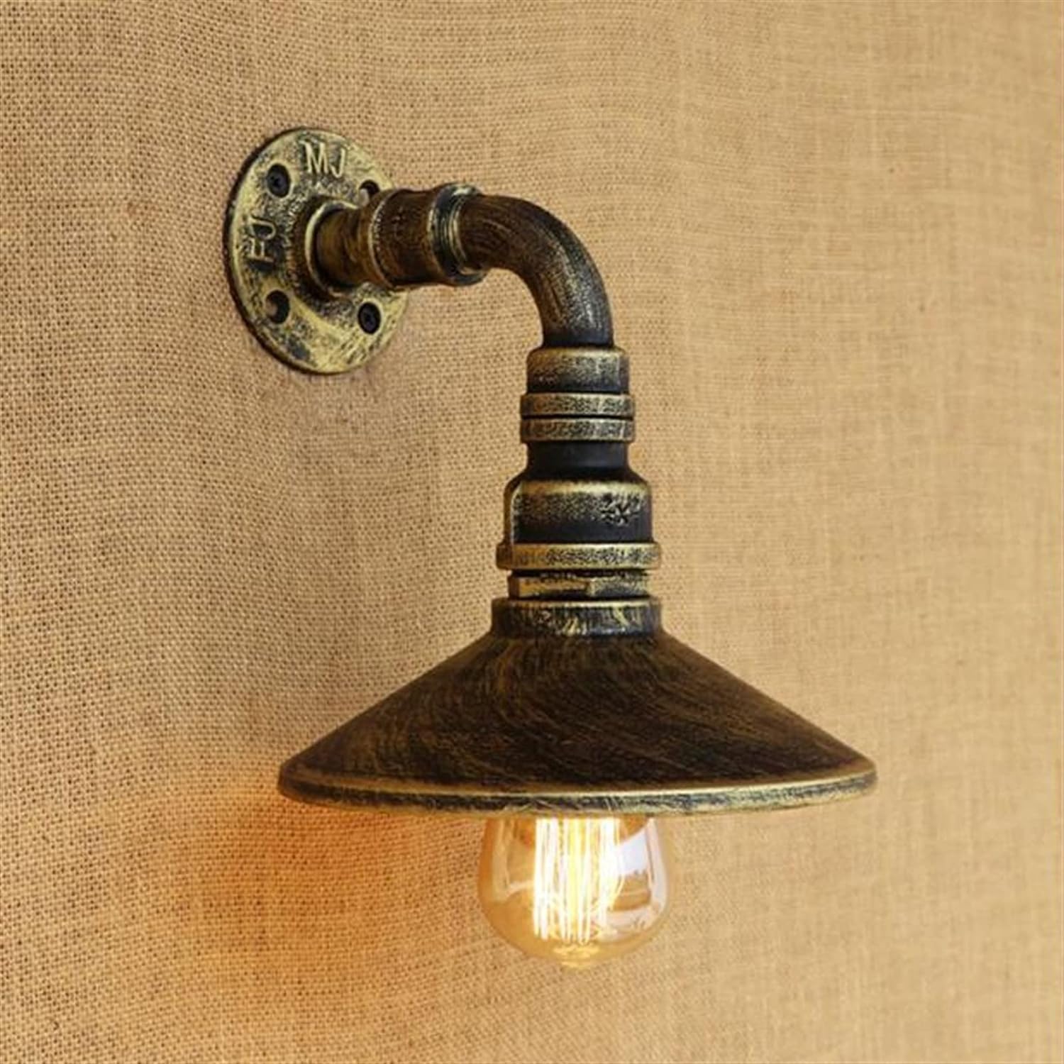 KBUUKYYXouy Wall Lamps Indoor European Wall LightStyle 4 Colors Retro Lampshade Wall Sconces Iron Water Pipe Compatible with Corridors Walkways E27 Wall Lamp,Silver(Bronze)