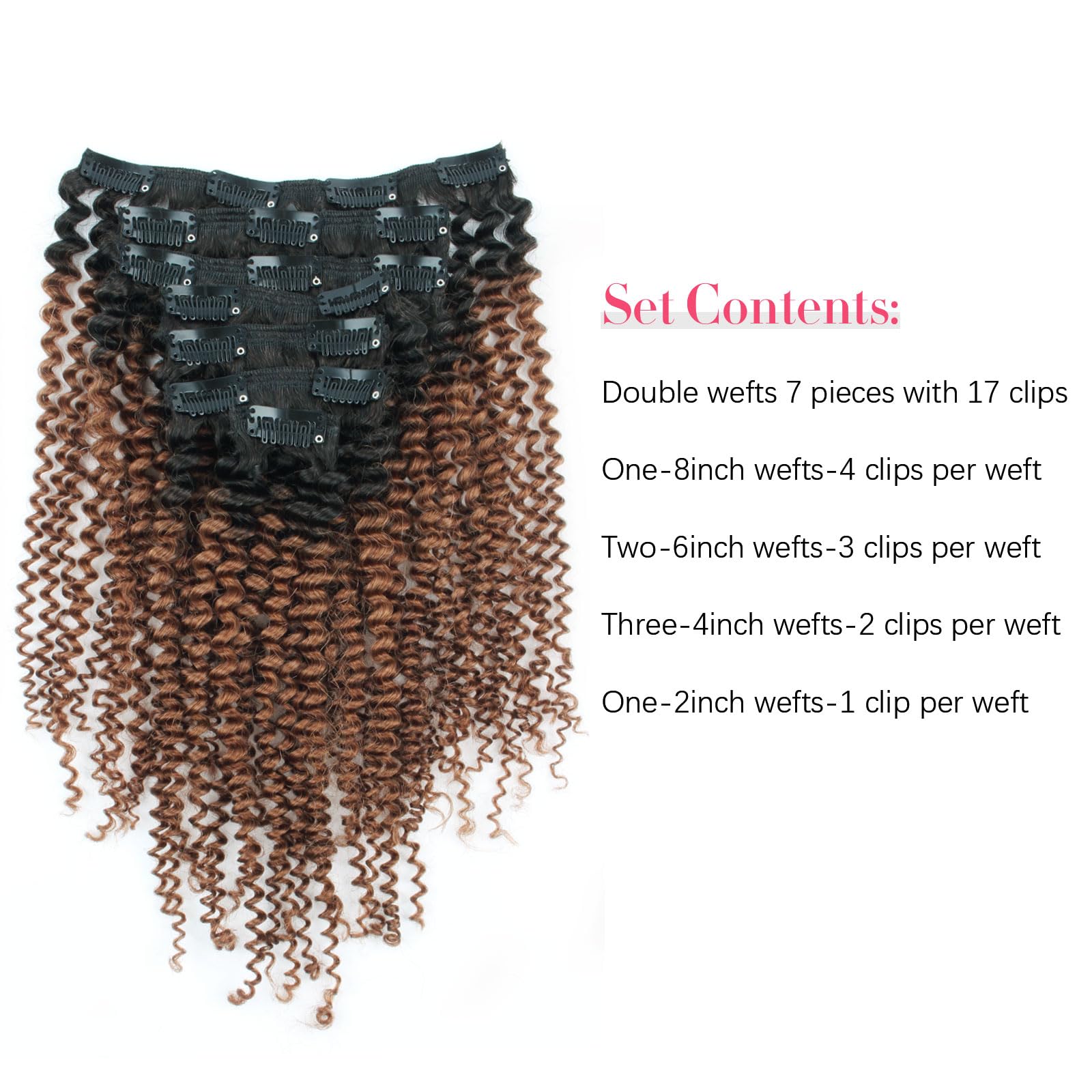 Amazon.com : Sassina Ombre Kinky Curly Clip in Human Hair 