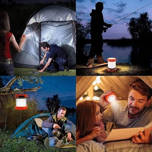 Miniatura 7 de THORFIRE Paquete de 2 luces recargables para camping, manivela de mano LED, mini linterna plegable USB, luz de emergencia al aire libre, lámpara de