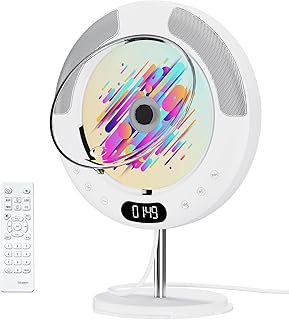 Gueray Portable CD Player, Wall Mounted CD Player for Home, Bluetooth Desktop Music Kpop CD Player for Car, Audio Boombox with Remote Control, Built-in HiFi Speakers, LED Screen, FM Radio