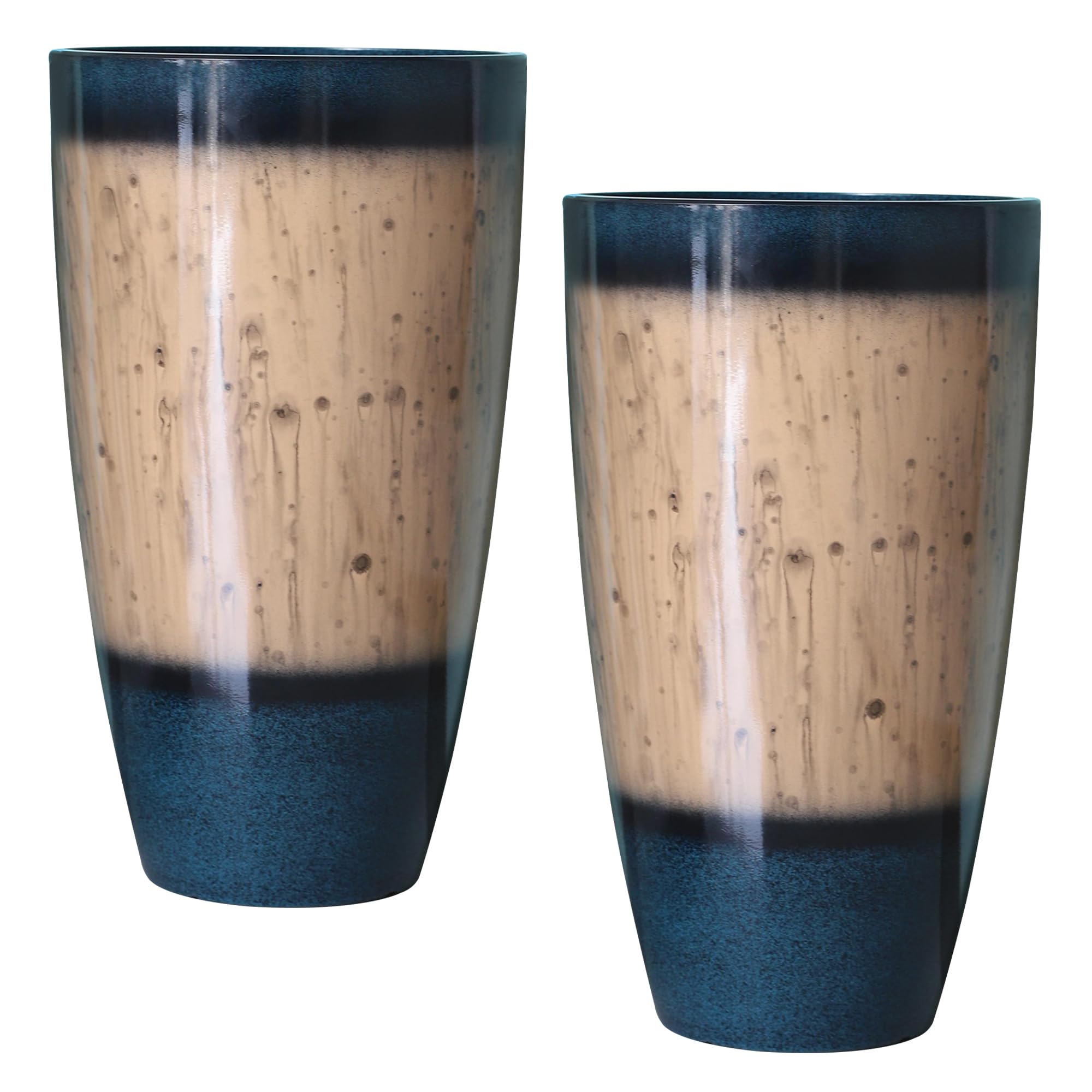 RUBBER BOND Plant Pots 2 Pack - Modern Indoor/Outdoor Planters for Home Decor - Weather-Resistant Large Flower Pots - Lightweight 22 Inches Tall